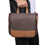 Hanging Toiletry Bag for Men VANCASE Vintage Leather Shaving Dopp Kit Medium Waterproof Travel Bathroom Bags Portable Shower Organizer Brown Pattern