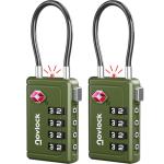TSA Approved Luggage Locks | Inspection Indicator, 4-Digit Combination, Durable Zinc Alloy | for Suitcases, Backpacks, Travel Bags | Green, 2-Pack