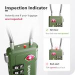 TSA Approved Luggage Locks | Inspection Indicator, 4-Digit Combination, Durable Zinc Alloy | for Suitcases, Backpacks, Travel Bags | Green, 2-Pack