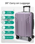 BAGSMART Expandable Carry On Luggage 22x14x9 Airline Approved, 20 Inch Travel Luggage with Spinner Wheels, Lightweight Hard Shell Suitcase Carry on Lavender Purple