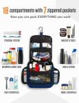 VENTURE 4TH Hanging Travel Toiletry Bag for Women & Men – Large Toiletry Organizer with 18 Compartments, Removable TSA Pouch, Travel Wash Bag for Toiletries, Makeup & Shaving Kit (Navy Blue)