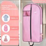 MISSLO 43" Pink Garment Bags for Travel for Women Waterproof Oxford Fabric Suit Bags for Closet Storage Dress Cover Hanging Clothes Bag