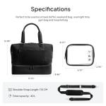 Travel Duffle Bag for Women,40L Weekender Bags Airline Approved Carry On with Shoe Compartment & Waterproof Wet Pocket, Durable Nylon Weekender Overnight Bag for Travel, Gym, Business Trip, Black