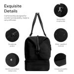 Travel Duffle Bag for Women,40L Weekender Bags Airline Approved Carry On with Shoe Compartment & Waterproof Wet Pocket, Durable Nylon Weekender Overnight Bag for Travel, Gym, Business Trip, Black
