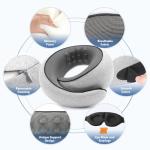 Purroch Travel Neck Pillow with 100% Pure Memory Foam, G-Shape, Includes Eye Mask & Ear Plugs, Ergonomic Design for Airplane, Car & Office, etc, Beige Gray