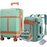 Lumesner 5 Piece Luggage Sets with Travel Backpack, 20" Carry On Hardside Spinner Suitcases, TSA Lock, Durable PC (Green, 5 piece set (20inch))