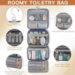 Elviros Hanging Toiletry Bag for Men Travel Essentials 3-in-1 Large Waterproof Dopp Kit PU Leather Shaving Bag with Separate Compartments for Grooming and Toiletries