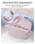BAGSMART Travel Toiletry Bag, Crush Toiletry Bag for Women, Wide-open Puffy Toiletry Bags for Traveling, Large Travel Cosmetic Makeup Bag Organizer for Accessories,Toiletrie, Pink