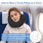 jiaao Neck Pillow Airplane, Memory Foam Travel Neck Pillows for Long Flight, 3D Eye Masks, Ear Plugs and Portable Drawstring Bag, Napping Pillow for Home, Road Trips, Sleep Rest and Travel Use