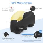 jiaao Neck Pillow Airplane, Memory Foam Travel Neck Pillows for Long Flight, 3D Eye Masks, Ear Plugs and Portable Drawstring Bag, Napping Pillow for Home, Road Trips, Sleep Rest and Travel Use