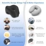 jiaao Neck Pillow Airplane, Memory Foam Travel Neck Pillows for Long Flight, 3D Eye Masks, Ear Plugs and Portable Drawstring Bag, Napping Pillow for Home, Road Trips, Sleep Rest and Travel Use