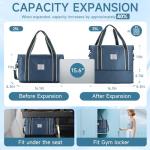 WALNEW Travel Duffel Bag, Weekender Overnight Carry On Bag for Women Men, Foldable Waterproof Gym Luggage with Metal Buckle Detachable Shoulder Strap and Wet Compartment (Peacock Blue)