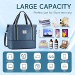 WALNEW Travel Duffel Bag, Weekender Overnight Carry On Bag for Women Men, Foldable Waterproof Gym Luggage with Metal Buckle Detachable Shoulder Strap and Wet Compartment (Peacock Blue)