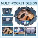 WALNEW Travel Duffel Bag, Weekender Overnight Carry On Bag for Women Men, Foldable Waterproof Gym Luggage with Metal Buckle Detachable Shoulder Strap and Wet Compartment (Peacock Blue)