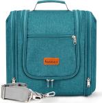 Travel Hanging Toiletry Bag for Women and Men, 6 Organizer Compartments, Holds Full Size Bottles, Extra Large Cosmetic Accessories, Makeup essentials, Bathroom Water-resistant Toiletries Bag, Blue