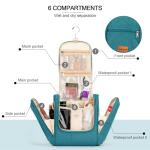 Travel Hanging Toiletry Bag for Women and Men, 6 Organizer Compartments, Holds Full Size Bottles, Extra Large Cosmetic Accessories, Makeup essentials, Bathroom Water-resistant Toiletries Bag, Blue