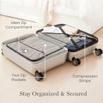 Martha Stewart The Bedford 30 Inch Rolling Luggage, Hardshell Suitcase with Spinner Wheels, Silver