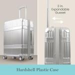 Martha Stewart The Bedford 30 Inch Rolling Luggage, Hardshell Suitcase with Spinner Wheels, Silver