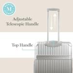 Martha Stewart The Bedford 30 Inch Rolling Luggage, Hardshell Suitcase with Spinner Wheels, Silver