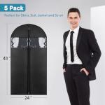 Moucas 43" Suit Bags for Closet Storage and Travel, Garment Bags for Hanging Clothes, Suit Garment Bag for Men, Black Suit Cover Bags with Clear Window for Coats, Jackets, Shirts（5 Packs）