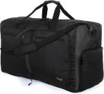 Bago Large Foldable Duffel Bags for Traveling Women & Men - 80L Packable Duffle Bag for Travel with Shoe Compartment - Water Repellant, Heavy Duty, Lightweight Folding & Collapsible (All Black)