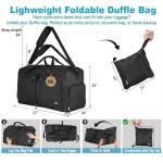 Bago Large Foldable Duffel Bags for Traveling Women & Men - 80L Packable Duffle Bag for Travel with Shoe Compartment - Water Repellant, Heavy Duty, Lightweight Folding & Collapsible (All Black)