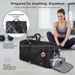 Bago Large Foldable Duffel Bags for Traveling Women & Men - 80L Packable Duffle Bag for Travel with Shoe Compartment - Water Repellant, Heavy Duty, Lightweight Folding & Collapsible (All Black)