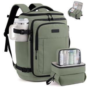 LOVEVOOK Travel Backpack for Women & Men, 40L TSA Approved Carry On Backpack with 3 Packing Cubes, Waterproof Weekender Overnight Bag for 2-4 Day Trips, Business & Travel Essentials, Slate Green-Black