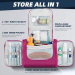 Buruis Large Capacity Waterproof Toiletry Bag for Women, Hanging Toiletry Organizer, 11"x 6.2"x 8.8", Fushcia