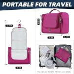 Buruis Large Capacity Waterproof Toiletry Bag for Women, Hanging Toiletry Organizer, 11"x 6.2"x 8.8", Fushcia