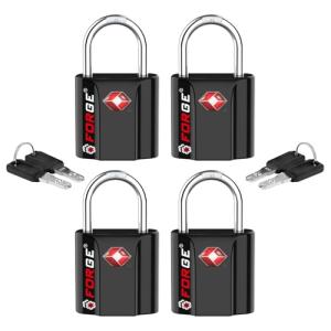 TSA Approved Luggage Locks, Ultra-Secure Dimple Key Travel Locks with Zinc Alloy Body, Black 4 Pack