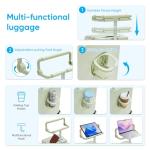 muhub 20" Carry On Suitcase with Built-in Child Seat - Hardshell Travel Tote with Cup Holder, Double Handles & TSA Lock for Family Travel, Green