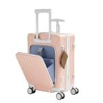muhub 20" Front-Opening Carry on Luggage with Seat for Kids - Hardshell Travel Suitcase with Double Handles & TSA Lock, Pink