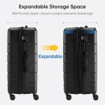 OLIXIS 28 Inch Luggage, Hardside Checked Suitcase with Spinner Wheels, Lightweight ABS Hard Shell Travel Luggage, TSA Approved Lock, Expandable Large Suitcase for Business & Travel–Black