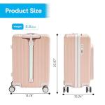 muhub 20" Front-Opening Carry on Luggage with Seat for Kids - Hardshell Travel Suitcase with Double Handles & TSA Lock, Pink