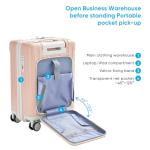 muhub 20" Front-Opening Carry on Luggage with Seat for Kids - Hardshell Travel Suitcase with Double Handles & TSA Lock, Pink