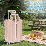 muhub 20" Front-Opening Carry on Luggage with Seat for Kids - Hardshell Travel Suitcase with Double Handles & TSA Lock, Pink