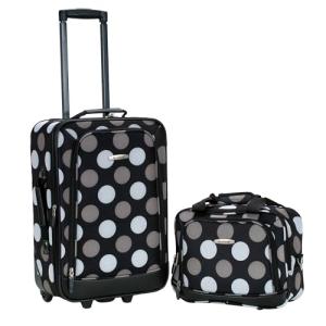 Rockland Fashion Softside Upright Luggage Set, Expandable, New Black Dot, 2-Piece (14/19)
