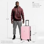 InUSA VASTY Luggage with Spinner Wheels | Durable Lightweight Hardside Suitcase Travel Bag with Handle and Trolley 24-Inch Medium Checked Luggage | Pink