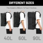 MIER 60L Water Resistant Backpack Duffle Heavy Duty Convertible Duffle Bag with Backpack Straps for Gym, Sports, Travel, Black