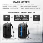 Vacuum Backpack Travel, Airback Vacuum Compression Travel Backpack with Pump, Water Resistant & TSA Anti Theft, Ideal for Travel/Camping/Laptop (With Electric Air Pump & Black)