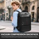 Vacuum Backpack Travel, Airback Vacuum Compression Travel Backpack with Pump, Water Resistant & TSA Anti Theft, Ideal for Travel/Camping/Laptop (With Electric Air Pump & Black)