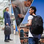 Swissdigital Design Travel Backpack for men, TSA Friendly USB Charging RFID Protection Business Backpack Fits 15.6" Laptops Black (J14-BR)