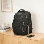 Swissdigital Design Travel Backpack for men, TSA Friendly USB Charging RFID Protection Business Backpack Fits 15.6" Laptops Black (J14-BR)