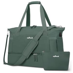 ETRONIK Gym Bag for Women, Personal Item Travel Bag with Shoes Compartment, Weekender Overnight Duffel Bag with Wet Pocket & USB Charging Port, Carry On Bag for Women, Travel, Gym, Weekend