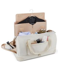 BAGSMART Garment Bags for Travel, Convertible Travel Garment Duffle Bag Suit Bags for Women, 2 in 1 Garment Bags with Shoe Compartment, Beige