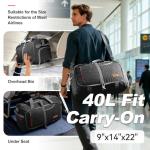 Canway 40L Foldable Duffle Bag for Travel Men & Women Carry On 22"x14"x9" Airline Approved, Small Luggage Overnight Bag with Shoe Compartment, Water-Resistant Gym & Sports Bag
