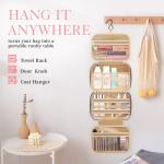 HOTOR Travel Toiletry Bag - Hanging Toiletry Bag for Women & Men, Makeup Bag/Big Comparment, Waterproof for Travel Accessories, Travel Essentials, Large, Rosewood-Pink