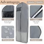 Dress Bags for Gowns Long, 1 Pack 65" Garment Bags for Hanging Clothes, 4" Gusseted Clothing Bags for Closet Storage and Travel, Suit Bags for Coats, Jackets, Shirts and Sweater (1)