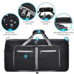 Felipe Varela 65L Duffle Bag with Shoes Compartment, Foldable Waterproof Travel Duffel Bags Duffle Overnight Weekend Travel Gym Bag for Men Women(Black)